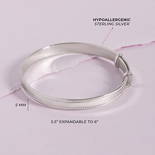 925 Sterling Silver Adjustable Bangle Bracelet For Toddler and Little Girls 5.5" - Polished Expandable Bangle Bracelets for Baby Girls - Jewelry Gifts for Little Girls4
