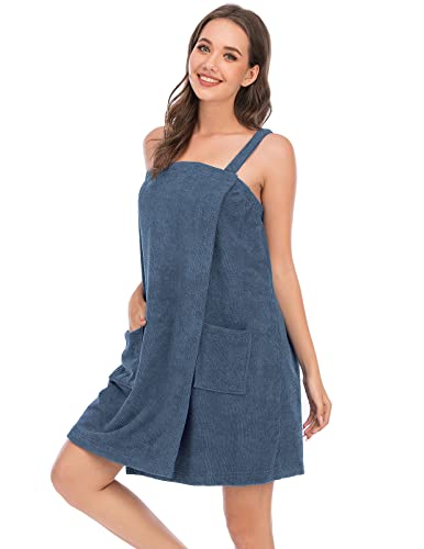Image of Veseacky Women Bath Wrap Towel for Womens Shower with Pocket Adjustable Spa Robe & Facial Headband