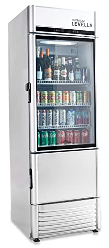 Premiumlevella Prfim1256Dx Single Glass Door Merchandiser Refrigerator-Freezer With Automatic Ice Maker Display Beverage Cooler-12.5 Cu Ft-Silver #TOP3