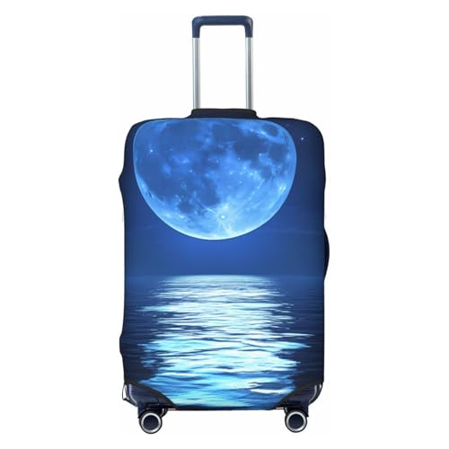 Night Sky Stars And Full Moon Elastic Travel Luggage Cover, Washable Spandex Suitcase Protector, Anti-Scratch Fits 18-32 Inch