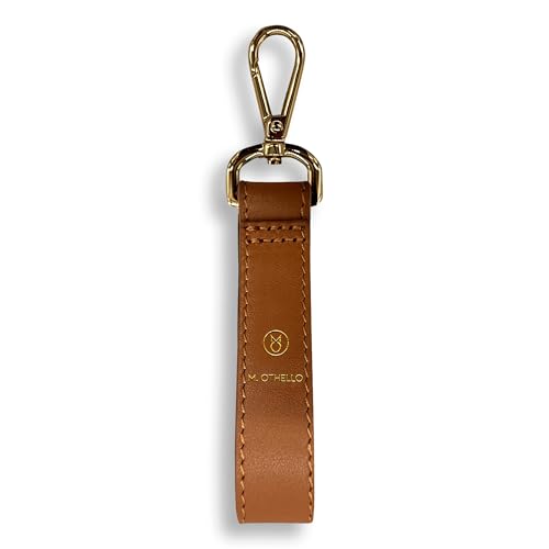 Image of M.Othello Handmade Italian Leather Keychain - 100% Authentic Calf Skin, Gold Hardware, Unisex, Elegant & Timeless Design for Effortless Style in Brown