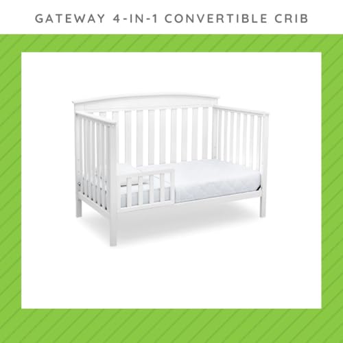 Image of Toddler Bed Safety Guard Rail Compatible with Delta Children Convertible Cribs - Solid Wood Rail for Convertible Crib to Toddler Bed Conversion - Safety Guard Rail for Children (White - 100, #0080)