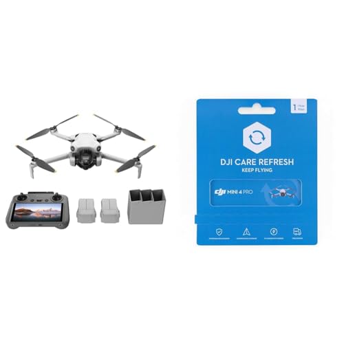 DJI Pack Mini 4 Pro Vuela Más con DJI RC 2 (control remoto pantalla), drones camara 4k, menos de 249 g, 34 min tiempo vuelo, 2 baterías adicionales, C0