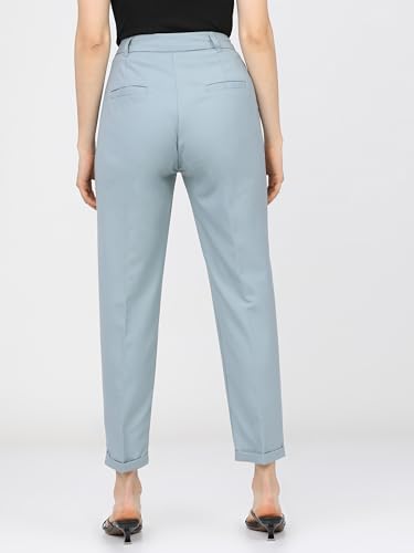 Image of Tokyo Talkies Women's Regular Fit Peg Trousers | Stretchable Trousers| High-Rise