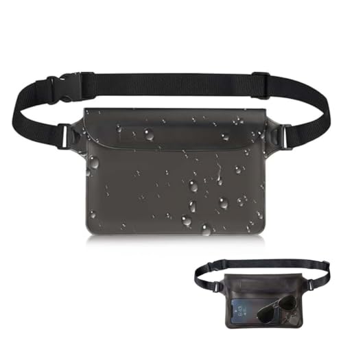 Androxeda Pochette Étanche pour Téléphone Ceinture - Grande Taille 22x15cm - Noire - Sac Imperméable pour Smartphones - Idéale pour Sports Nautiques, Randonnée, Camping