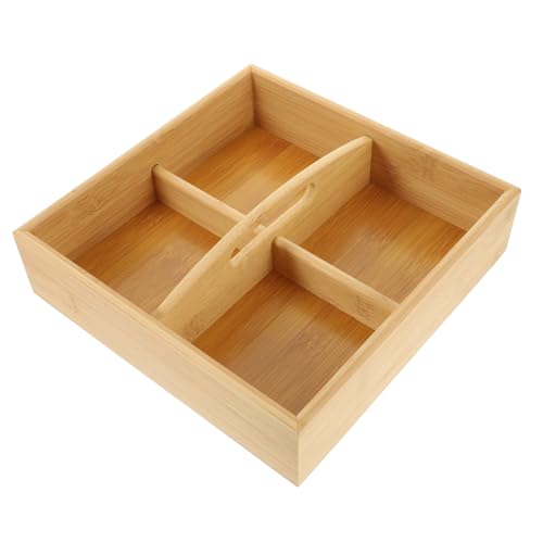 GRIRIW Candy Divided Case Fruit Storage Case Wood Dry Fruit Platter Divided Serving Tray