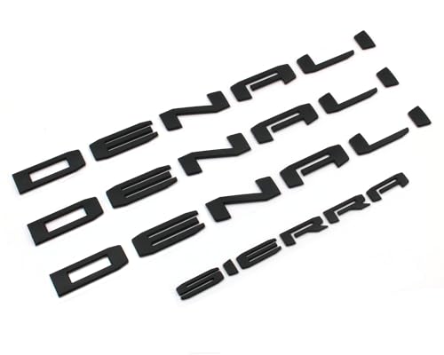 Image of 4PCS Matte Black Denali Sierra Emblems Letters Compatible with 2019-2024 Sierra 1500 2500hd 3500hd (Matte Black)