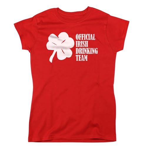 Nutees Irish Drinking Team St Patricks Day T-Shirt da Donna (Rosso), Large