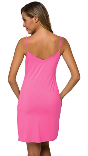 Image of AUHEGN Women's Basic Adjustable Spaghetti Strap Cami Slip Mini Dress