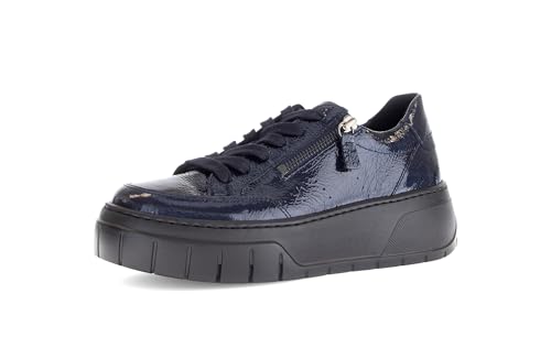 Gabor Damen Low-Top Sneaker, Frauen Sneaker,Derby,Silber,rosa,grau,beige,Lack,braun,klassisch,Komfort-Mehrweite,Dark-Blue(schwarz),44 EU / 9.5 UK