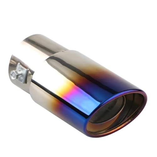 Silenciador de escape universal de acero inoxidable con punta redonda cromada azul para coche