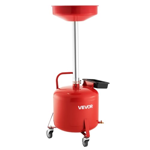VEVOR Réservoir de Vidange Huile Usagée 30 L, Vidangeur Huile Portable avec Entonnoir Réglable en Hauteur, Roues, Boîte à Outil, Drainage Transfert...