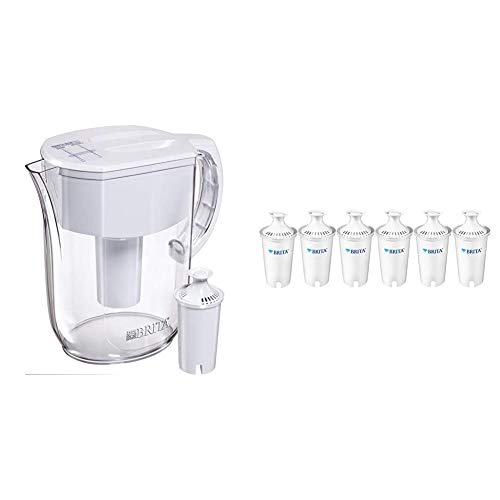 Brita Everyday Pitcher with 1 Filter, w 1 std, White & 35557 Replacement Filters for Pitchers and Dispensers, 6 Count