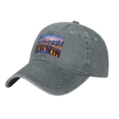 Abbraccia un profilo fresco e nitido con questo classico cappello grigio YYHHAOFA Amsterdam Night View stampato, caratterizzato da una visiera curva e un tessuto monostrato che resiste alla deformazione, garantendo che rimanga leggero e facile da trasportare aggiungendo un tocco robusto e alla moda a qualsiasi ensemble.