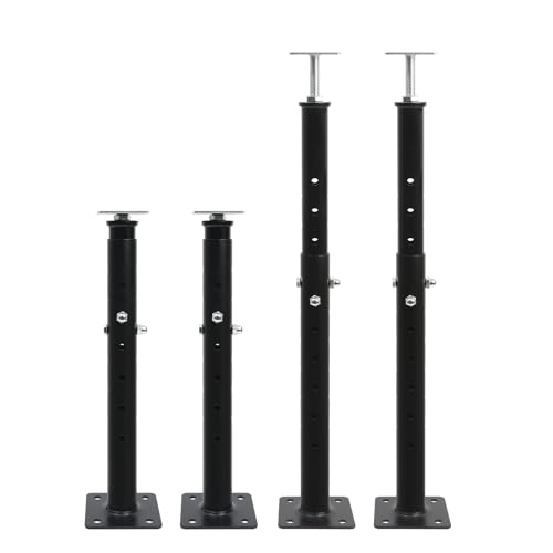 Image of 4-Pack House Floor Jacks, 19-35 Inch Adjustable Steel Posts, Black