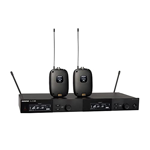 Shure SLXD14D Dual Channel Digital Wireless System with Two SLXD1 Bodypack Transmitters - Microphones and/or Instrument Cables Sold Separately | G58 Band (SLXD14D-G58)