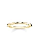 THOMAS SABO Damen-Ring 925 Sterling Silber 750 gelbgold vergoldet Diamant Pavè weiß Gr. 52 (16.6) D_TR0005-924-14-52