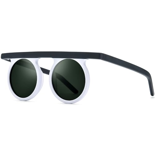 Image of HEPIDEM Acetate Vintage Retro Round Polarized Sunglasses for Men UV400 UV Protection Sun Glasses
