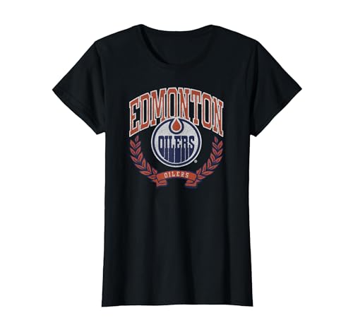 Edmonton Oilers Vintage Victory Officially Licensed T-Shirt, Women, Black, X-Small
