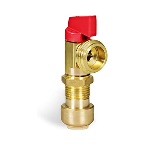 Highcraft 540V Washing Machine Replacement Valve 1/2’’ Push-Fit Inlet x 3/4’’ MHT Outlet Brass Red-for Hot Water Supply Cover