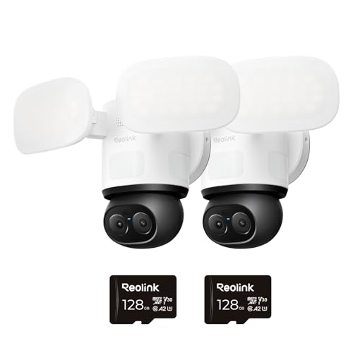 REOLINK TrackFlex Floodlight WiFi x2 with 128GB microSD Card x2 Bundle, 4K Dual-Lens Floodlight Camera, 360° PTZ 6X Hybr - Detailed View