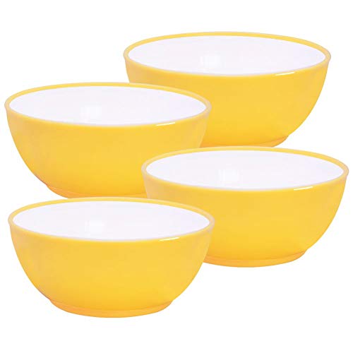Morvi Wonder Desire Microwave Safe Unbreakable Plastic Round Bowl Set, Mixing/Salad 4 Pcs, Yellow Color, Made in India, Modern