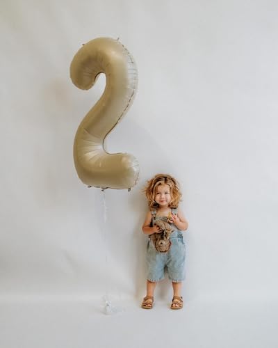 Image of Cream 2 Balloon, Cream Number Balloons 40 Inch, 2nd Number Birthday Decorations, Second Two Birthday Party Supplies, Number 2 Balloon