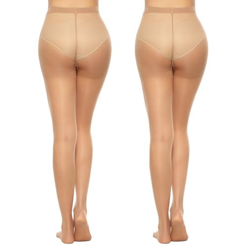 MANZI 6 Pairs 20D Women's Sheer Tights Ultra Thin High Waist Pantyhose Thigh High Stockings