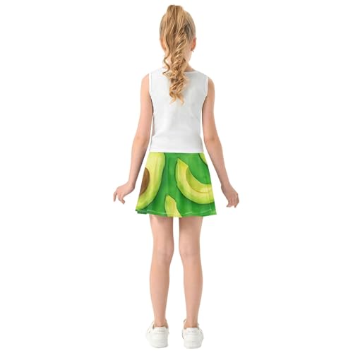 Joisal Watercolor Avocados Green Girls' Shorts Athletic Skorts Toddler Tennis Skirts 2 in 1 Flowy Skirt 3t4