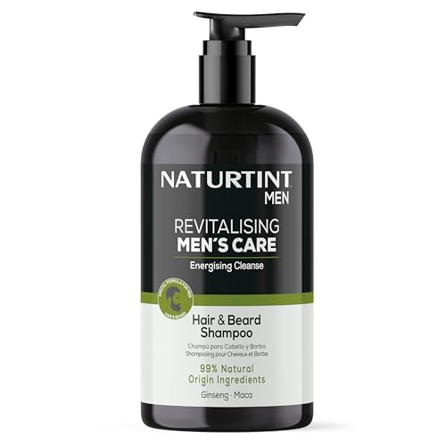 Naturtint | Revitalizing Men’s Care | Champú para Cabello y Barba | Limpia, Nutre y Revitaliza | Cuida el Microbioma y la Piel | 99% Ingredientes Naturales | Aroma masculino | Ginseng y Maca | 500 ml