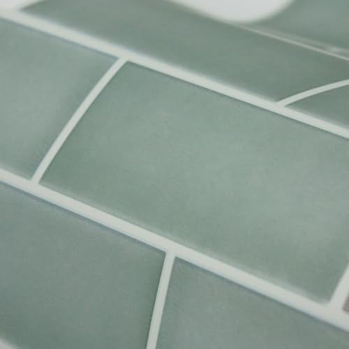 Mosaico de azulejos de vidrio verdes autoadhesivos vinilos decorativos pared 7