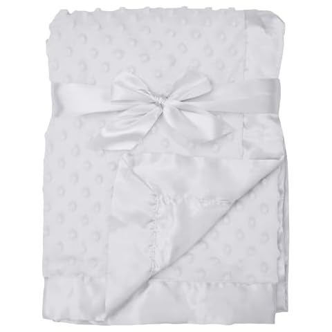 American Baby Company Heavenly Soft Chenille Minky Dot Receiving Blanket with Silky Satin Backing Cover