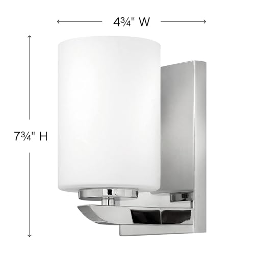 Image of Hinkley Kyra Small One Light Bathroom Vanity Fixture, Install Up /Down, Etched Opal Shade, Polished Nickel
