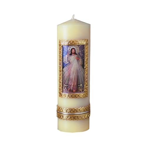 Recopilación de Cirios - solo los mejores. 49 Velas Toscano | Cirio Devocional Señor de la Misericordia 575 g Vela Religiosa Grande 6.3x20 cm Protección