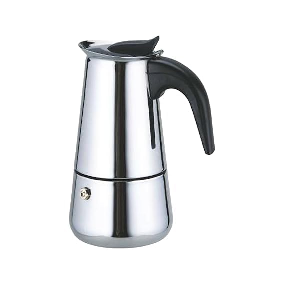 Image of Portable Stainless Steel Stove Top Espresso Coffee Maker Percolator Moka Pot Italian /Espresso /Decoction Coffee /Mocha /South Indian Filter Kaapi Home Machine (Silver) ((4-CUP) (200ML))