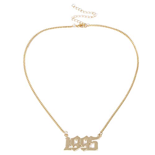 Preisvergleich Produktbild osmanthusFrag Mode Frauen römischen Ziffern 1995 Muster Anhänger Kette Halskette Schmuck Zubehör für Frauen Geburtstag Hochzeitsgeschenk Golden