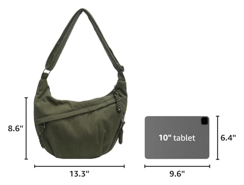 Image of Hobo Bag for Women Men Crescent Shoulder Bag Retro Nylon Canvas Crossbody Bag Slouchy Corduroy Dumpling Bag Purse | Retro