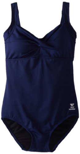 TYR 401TTBK7A6 Solid Twisted Bra Controlfit Swimsuit, Navy, Size 6