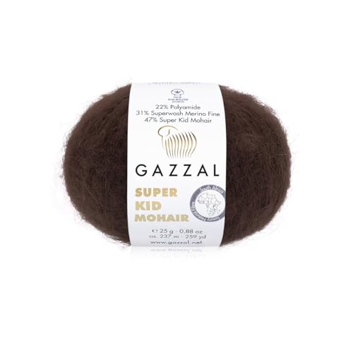 3er-Pack/Knäuel Gazzal Super Kid Mohair, je Knäuel 25 g, 237 m, Mischung aus Superwash-Wolle, Polyamid und Super Kid Mohair, 64426