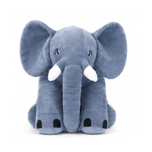 Image of Big Jumbo Elephant Soft Toy for Kids Girls Boys,Grey,Big cushionAnimal Plush Stuffed Baby Teddy Gift Birthday, 60 cm