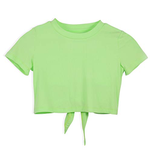 QianSiLi Girls Shirts Short Sleeves, Summer Crop Tops, Premium Knot Tee Shirt