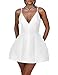 LuFeng Women's Sexy Sleeveless Spaghetti Strap Deep V Neck Backless Flowy Drape Cocktail Mini Dress White