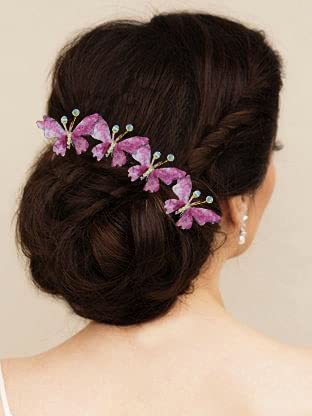 Hair Flare Artificial Butterfly Hair Pin for Girls and Women/Hair Accessories and Hair Judapin for Women- Maroon, 2232, Pack of 6 Pins 1