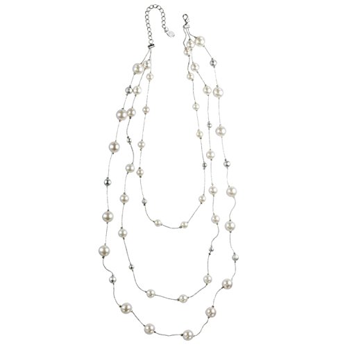Behave dames-parelketting van onverwoestbaar metaal - parel - 49 cm grootte