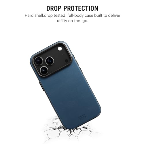 Image of DailyObjects Leatherite Case for iPhone 17 Pro Compatible with MagSafe Wireless Charging | Navy Blue-Gey Hybrid Magnetic Back Cover