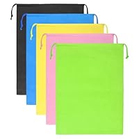 5Pcs Drawstring Shoe Bags, Portable Cloth Bag Pouch Feely Bag Medium Fabric Drawstring Bags Travel Storage Bags for Toy Shoes Boots High Heel Socks