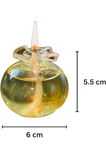 Image of Glass Fancy Udupi Nanda Table Diya | Akhand Glass Diya | Chambu Diya for Puja Room, Temple Home Office Festive Decor (Pack of 2)