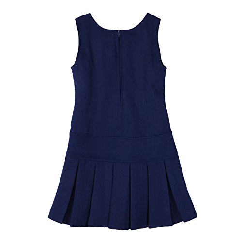 Bienzoe Girls School Uniform Jumper: Stretch Fit Pleated Hem Kids Sleeveless Dress2