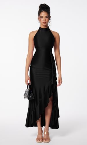 Memoriesea Women's Elegant High Neck Split Bodycon Mermaid Evening Cocktail Maxi Dress3