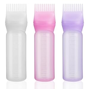 PAEFIU 3 stuks haarolie-applicator, haarverfflessen met schaal, haarverffles met professionele kwast voor haarkleuring